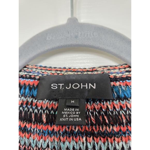 St. John Autumn Chunky Wool Blend Open Draped Knit Cardigan Sweater, Size Medium - Picture 2 of 13